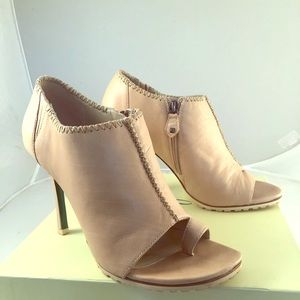 Leather booty cream color with open toe Size 9M
